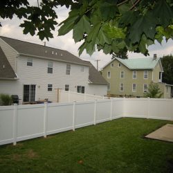 classic white pvc backyard fence