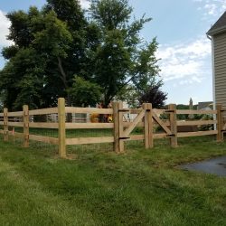 3 rail slip board backyard wooden fence