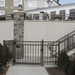 bronze colored aluminum fence panel and gate inspiration