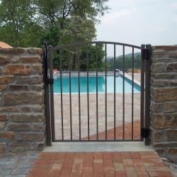 textured bronze aluminum pool fence