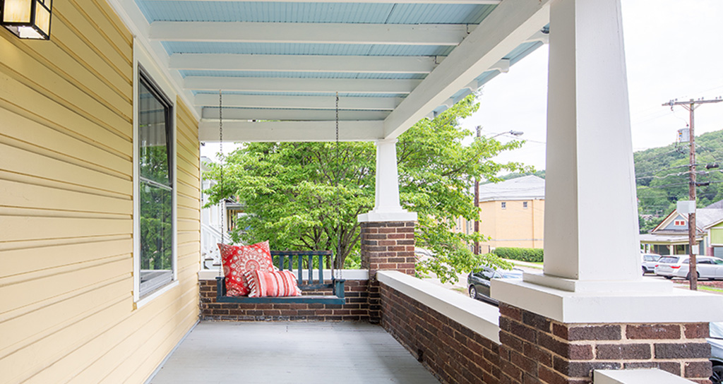 Colorful front porch makeover