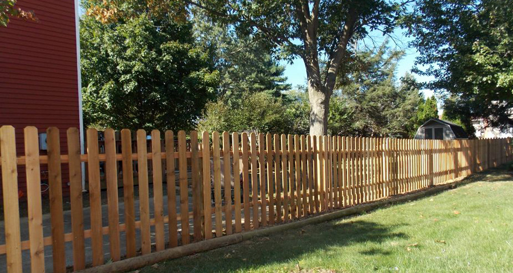 Wooden picket budget fence