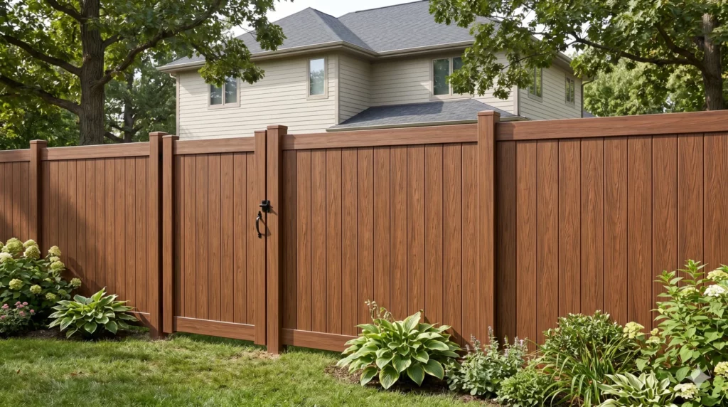 wood grain vinyl fence